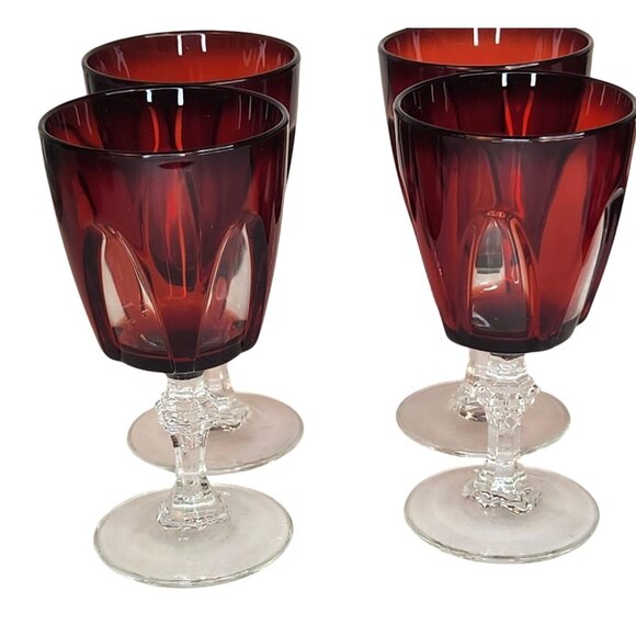 Cristal DArques Durand Ruby Wine Glasses Set Of 6 Gothic Arches Discontinued - Picture 7 of 12